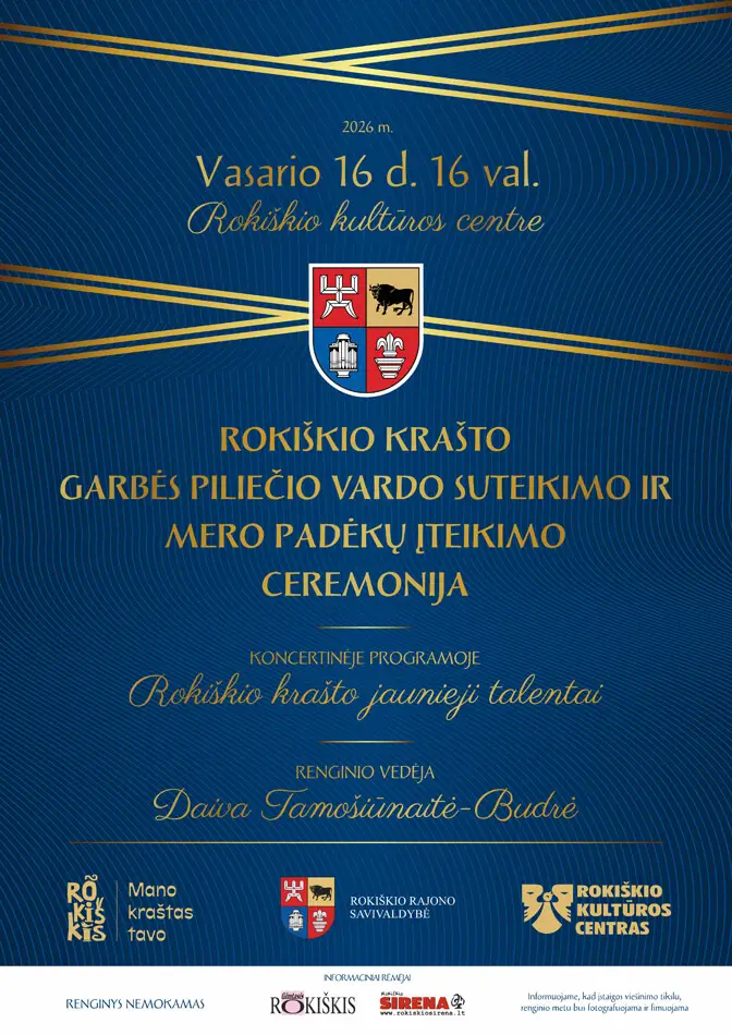 Rokiškio krašto garbės piliečio vardo suteikimo ir Mero padėkų įteikimo ceremonija